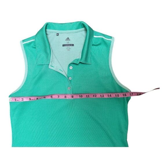 ADIDAS Golf Polo Shirt Size M Sleevesless Stretch Green Tank Top - Picture 4 of 8